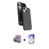 MARSİLYAN™- iPhone 14 Kılıf İz Işık Koleksiyonu - Siyah Bilvis 5in1 3D Magic Cam Ekran Koruyucu + Raze Metal Kamera Lens - GS
