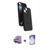 MARSİLYAN™- iPhone 14 Kılıf İz Işık Koleksiyonu - Siyah Bilvis 5in1 3D Magic Cam Ekran Koruyucu + Raze Metal Kamera Lens - GS