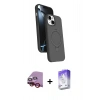 MARSİLYAN™- iPhone 14 Kılıf İz Işık Koleksiyonu - Siyah Bilvis 5in1 3D Magic Cam Ekran Koruyucu + Raze Metal Kamera Lens - KI