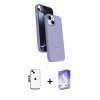 MARSİLYAN™- iPhone 14 Kılıf İz Işık Koleksiyonu - Siyah Bilvis 5in1 3D Magic Cam Ekran Koruyucu + Shine Kamera Lens - SH