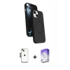 MARSİLYAN™- iPhone 14 Kılıf İz Işık Koleksiyonu - Siyah Bilvis 5in1 3D Magic Cam Ekran Koruyucu + Shine Kamera Lens - SH