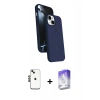 MARSİLYAN™- iPhone 14 Kılıf İz Işık Koleksiyonu - Siyah Bilvis 5in1 3D Magic Cam Ekran Koruyucu + Shine Kamera Lens - SH