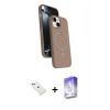 MARSİLYAN™- iPhone 14 Kılıf İz Işık Koleksiyonu - Siyah Bilvis 5in1 3D Magic Cam Ekran Koruyucu + Diamond Kamera Lens - YL
