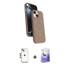 MARSİLYAN™- iPhone 14 Kılıf İz Işık Koleksiyonu - Siyah Bilvis 5in1 5D Magic Hayalet Cam Ekran Koruyucu + Shine Kamera Lens - GD