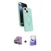 MARSİLYAN™- iPhone 14 Kılıf İz Işık Koleksiyonu - Siyah Bilvis 5in1 5D Magic Hayalet Cam Ekran Koruyucu + Raze Metal Kamera Lens - GS