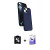 MARSİLYAN™- iPhone 14 Kılıf İz Işık Koleksiyonu - Siyah Bilvis 5in1 5D Magic Hayalet Cam Ekran Koruyucu + PVD Metal Kamera Lens - YL