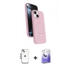 MARSİLYAN™- iPhone 14 Kılıf İz Işık Koleksiyonu - Siyah Bilvis 5in1 5D Magic Hayalet Cam Ekran Koruyucu + Shine Kamera Lens - GI