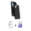MARSİLYAN™- iPhone 14 Kılıf İz Işık Koleksiyonu - Siyah Bilvis 5in1 5D Magic Hayalet Cam Ekran Koruyucu + Shine Kamera Lens - GD