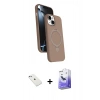 MARSİLYAN™- iPhone 14 Kılıf İz Işık Koleksiyonu - Siyah Bilvis 5in1 5D Magic Hayalet Cam Ekran Koruyucu + Diamond Kamera Lens - SABE