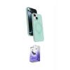 MARSİLYAN™- iPhone 14 Kılıf İz Işık Koleksiyonu - Siyah Bilvis 5in1 5D Magic Hayalet Cam Ekran Koruyucu
