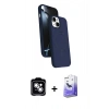 MARSİLYAN™- iPhone 14 Kılıf İz Işık Koleksiyonu - Siyah Bilvis 5in1 5D Magic Hayalet Cam Ekran Koruyucu + PVD Metal Kamera Lens - GS