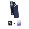 MARSİLYAN™- iPhone 14 Kılıf İz Işık Koleksiyonu - Siyah Bilvis 5in1 5D Magic Hayalet Cam Ekran Koruyucu + PVD Metal Kamera Lens - TU