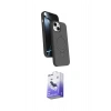 MARSİLYAN™- iPhone 14 Kılıf İz Işık Koleksiyonu - Siyah Bilvis 5in1 5D Magic Hayalet Cam Ekran Koruyucu