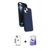 MARSİLYAN™- iPhone 14 Kılıf İz Işık Koleksiyonu - Siyah Bilvis 5in1 5D Magic Hayalet Cam Ekran Koruyucu + Shine Kamera Lens - YL