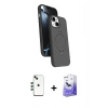 MARSİLYAN™- iPhone 14 Kılıf İz Işık Koleksiyonu - Siyah Bilvis 5in1 5D Magic Hayalet Cam Ekran Koruyucu + Shine Kamera Lens - YL