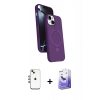 MARSİLYAN™- iPhone 14 Kılıf İz Işık Koleksiyonu - Siyah Bilvis 5in1 5D Magic Hayalet Cam Ekran Koruyucu + Shine Kamera Lens - GI