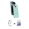 MARSİLYAN™- iPhone 14 Kılıf İz Işık Koleksiyonu - Siyah Bilvis 5in1 5D Magic Hayalet Cam Ekran Koruyucu + Shine Kamera Lens - GI