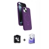 MARSİLYAN™- iPhone 14 Kılıf İz Işık Koleksiyonu - Siyah Bilvis 5in1 5D Magic Hayalet Cam Ekran Koruyucu + PVD Metal Kamera Lens - GS