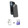 MARSİLYAN™- iPhone 14 Kılıf İz Işık Koleksiyonu - Siyah Bilvis 5in1 5D Magic Hayalet Cam Ekran Koruyucu + Shine Kamera Lens - GD