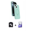 MARSİLYAN™- iPhone 14 Kılıf İz Işık Koleksiyonu - Siyah Bilvis 5in1 5D Magic Hayalet Cam Ekran Koruyucu + PVD Metal Kamera Lens - GS