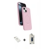 MARSİLYAN™- iPhone 14 Kılıf İz Işık Koleksiyonu - Siyah Bilvis Hayalet Cam Ekran Koruyucu + Diamond Kamera Lens - PE