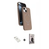 MARSİLYAN™- iPhone 14 Kılıf İz Işık Koleksiyonu - Siyah Bilvis Hayalet Cam Ekran Koruyucu + Diamond Kamera Lens - PE