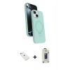 MARSİLYAN™- iPhone 14 Kılıf İz Işık Koleksiyonu - Siyah Bilvis Hayalet Cam Ekran Koruyucu + Diamond Kamera Lens - PE