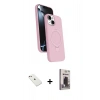 MARSİLYAN™- iPhone 14 Kılıf İz Işık Koleksiyonu - Siyah Bilvis Hayalet Cam Ekran Koruyucu + Diamond Kamera Lens - PE