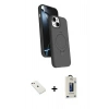 MARSİLYAN™- iPhone 14 Kılıf İz Işık Koleksiyonu - Siyah Bilvis Hayalet Cam Ekran Koruyucu + Diamond Kamera Lens - PE
