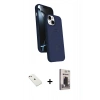 MARSİLYAN™- iPhone 14 Kılıf İz Işık Koleksiyonu - Siyah Bilvis Hayalet Cam Ekran Koruyucu + Diamond Kamera Lens - PE