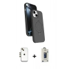 MARSİLYAN™- iPhone 14 Kılıf İz Işık Koleksiyonu - Siyah Bilvis Hayalet Cam Ekran Koruyucu + Shine Kamera Lens - GD