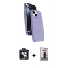 MARSİLYAN™- iPhone 14 Kılıf İz Işık Koleksiyonu - Siyah Bilvis Hayalet Cam Ekran Koruyucu + PVD Metal Kamera Lens - SH