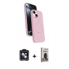 MARSİLYAN™- iPhone 14 Kılıf İz Işık Koleksiyonu - Siyah Bilvis Hayalet Cam Ekran Koruyucu + PVD Metal Kamera Lens - SH