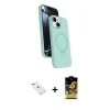 MARSİLYAN™- iPhone 14 Kılıf İz Işık Koleksiyonu - Siyah Buffer Cam Ekran Koruyucu + Diamond Kamera Lens - SABE