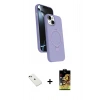 MARSİLYAN™- iPhone 14 Kılıf İz Işık Koleksiyonu - Siyah Buffer Cam Ekran Koruyucu + Diamond Kamera Lens - YL