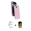 MARSİLYAN™- iPhone 14 Kılıf İz Işık Koleksiyonu - Siyah Buffer Cam Ekran Koruyucu + Gold Shine Kamera Lens
