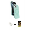 MARSİLYAN™- iPhone 14 Kılıf İz Işık Koleksiyonu - Siyah Buffer Cam Ekran Koruyucu + Diamond Kamera Lens - KI