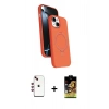 MARSİLYAN™- iPhone 14 Kılıf İz Işık Koleksiyonu - Siyah Buffer Cam Ekran Koruyucu + Shine Kamera Lens - KI