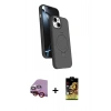 MARSİLYAN™- iPhone 14 Kılıf İz Işık Koleksiyonu - Siyah Buffer Cam Ekran Koruyucu + Raze Metal Kamera Lens - KI