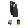 MARSİLYAN™- iPhone 14 Kılıf İz Işık Koleksiyonu - Siyah Buffer Cam Ekran Koruyucu + Raze Metal Kamera Lens - KI