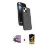 MARSİLYAN™- iPhone 14 Kılıf İz Işık Koleksiyonu - Siyah Buffer Cam Ekran Koruyucu + Raze Metal Kamera Lens - GS
