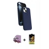 MARSİLYAN™- iPhone 14 Kılıf İz Işık Koleksiyonu - Siyah Buffer Cam Ekran Koruyucu + Raze Metal Kamera Lens - KI