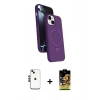 MARSİLYAN™- iPhone 14 Kılıf İz Işık Koleksiyonu - Siyah Buffer Cam Ekran Koruyucu + Shine Kamera Lens - SH