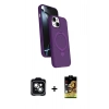 MARSİLYAN™- iPhone 14 Kılıf İz Işık Koleksiyonu - Siyah Buffer Cam Ekran Koruyucu + PVD Metal Kamera Lens - YL