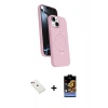 MARSİLYAN™- iPhone 14 Kılıf İz Işık Koleksiyonu - Siyah Buffer Hayalet Cam Ekran Koruyucu + Diamond Kamera Lens - KI