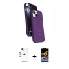 MARSİLYAN™- iPhone 14 Kılıf İz Işık Koleksiyonu - Siyah Buffer Hayalet Cam Ekran Koruyucu + Shine Kamera Lens - GI