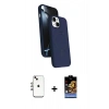 MARSİLYAN™- iPhone 14 Kılıf İz Işık Koleksiyonu - Siyah Buffer Hayalet Cam Ekran Koruyucu + Shine Kamera Lens - GI