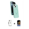 MARSİLYAN™- iPhone 14 Kılıf İz Işık Koleksiyonu - Siyah Buffer Hayalet Cam Ekran Koruyucu + Shine Kamera Lens - GI