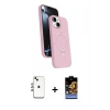 MARSİLYAN™- iPhone 14 Kılıf İz Işık Koleksiyonu - Siyah Buffer Hayalet Cam Ekran Koruyucu + Shine Kamera Lens - GI
