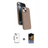 MARSİLYAN™- iPhone 14 Kılıf İz Işık Koleksiyonu - Siyah Buffer Hayalet Cam Ekran Koruyucu + Shine Kamera Lens - GI